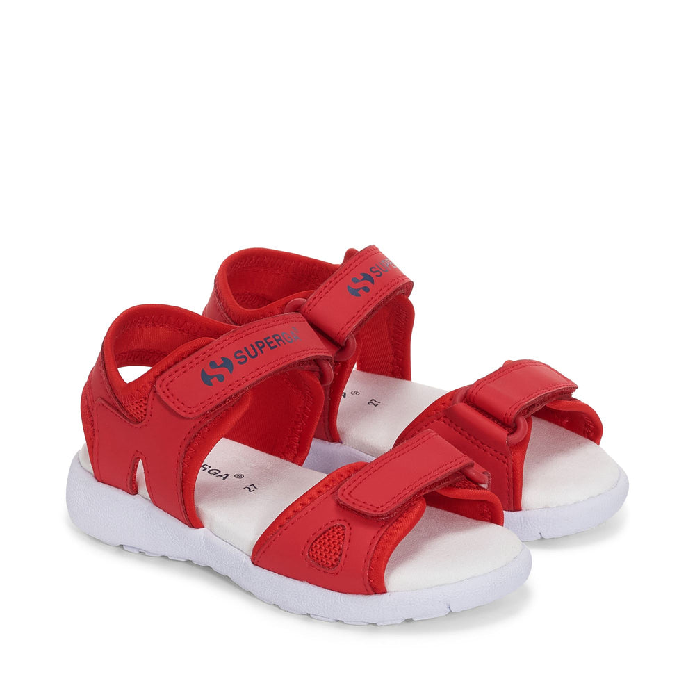 Sandals Kid unisex 3999 KIDS SYNTHETIC MATERIAL Sandal RED-WHITE Dressed Front (jpg Rgb)	