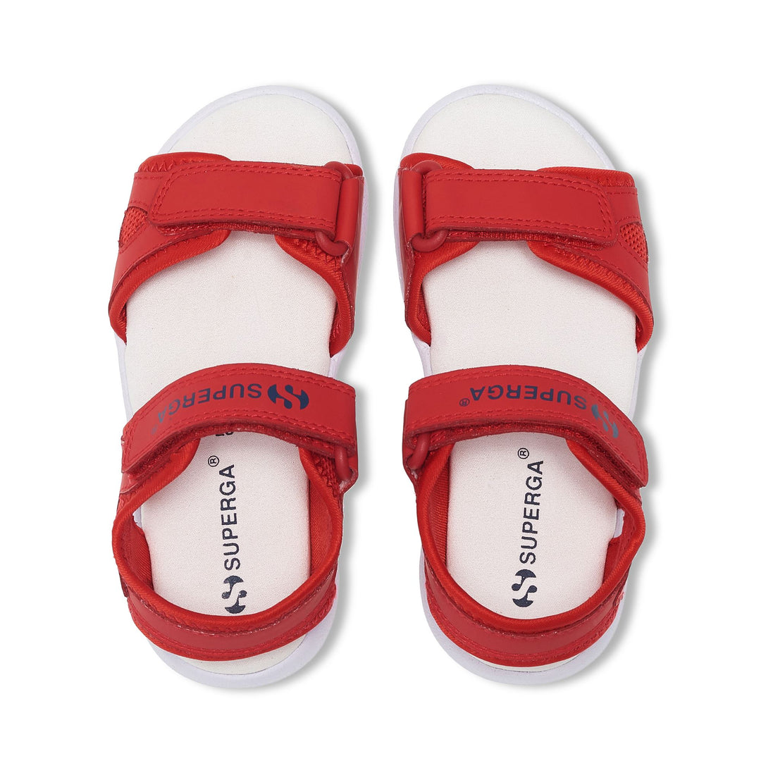 Sandals Kid unisex 3999 KIDS SYNTHETIC MATERIAL Sandal RED-WHITE Dressed Back (jpg Rgb)		