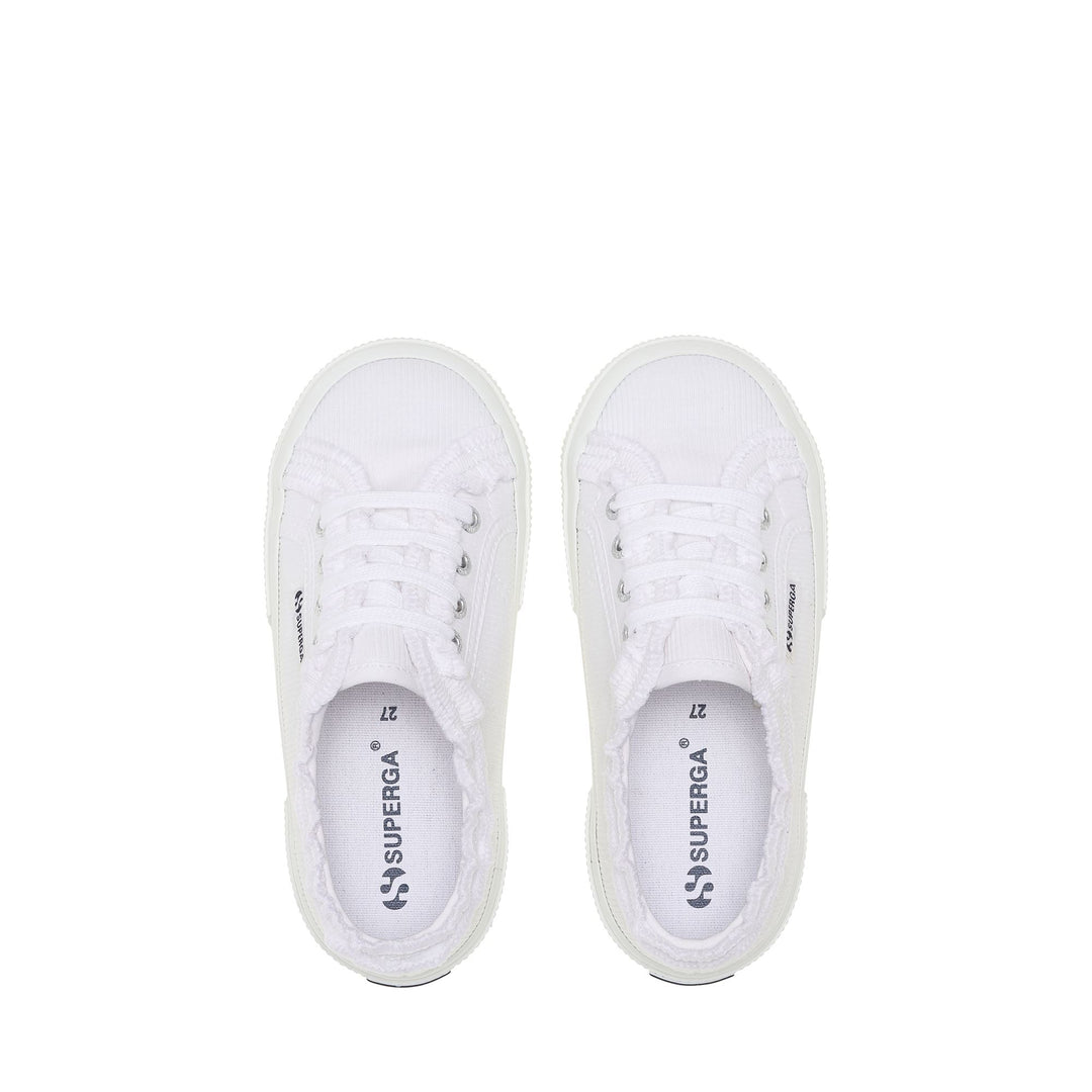 Niedrig geschnittene weiße Mädchen-Sneaker mit Obermaterial aus Jersey main