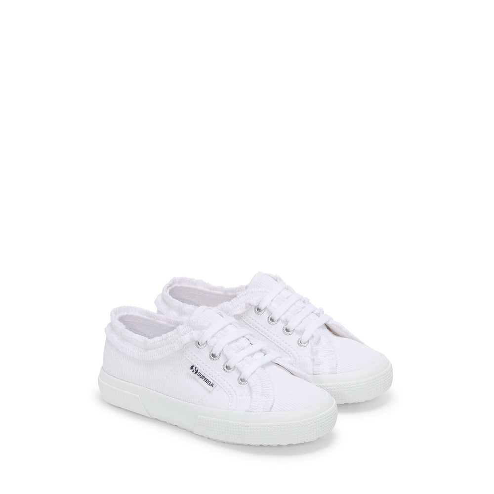Girl's Low Cut White Sneakers with Jersey Upper 02