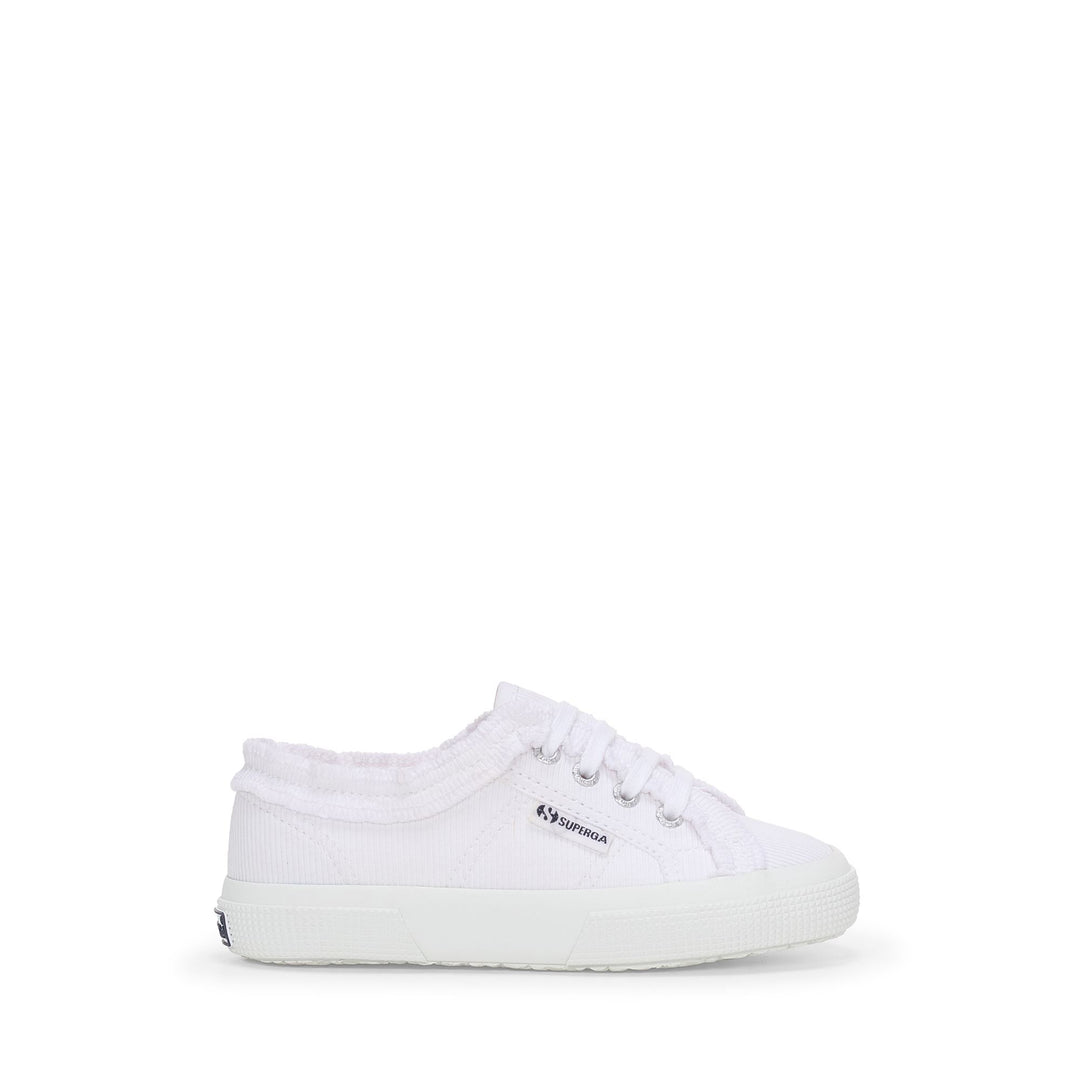Girl's Low Cut White Sneakers with Jersey Upper 01