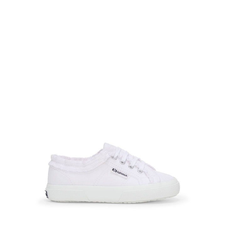 Niedrig geschnittene weiße Mädchen-Sneaker mit Obermaterial aus Jersey 1