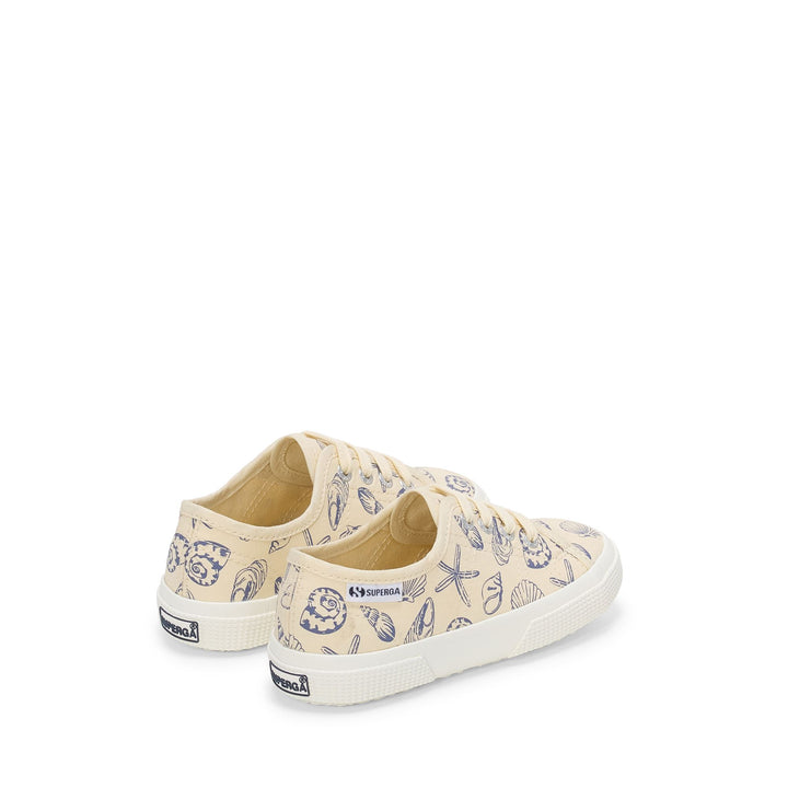 Sneakers basse beige per bambini con tomaia in cotone 3