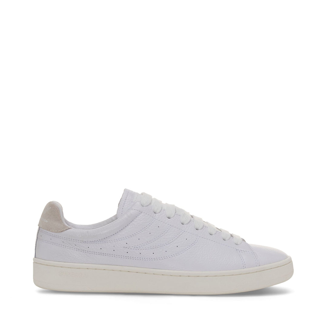 Zapatillas blancas unisex de corte bajo con parte superior de cuero 01