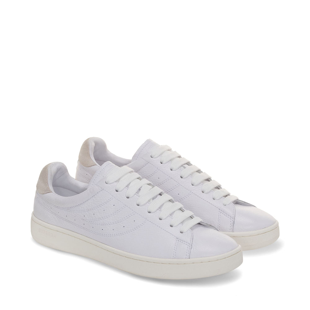Zapatillas blancas unisex de corte bajo con parte superior de cuero 02