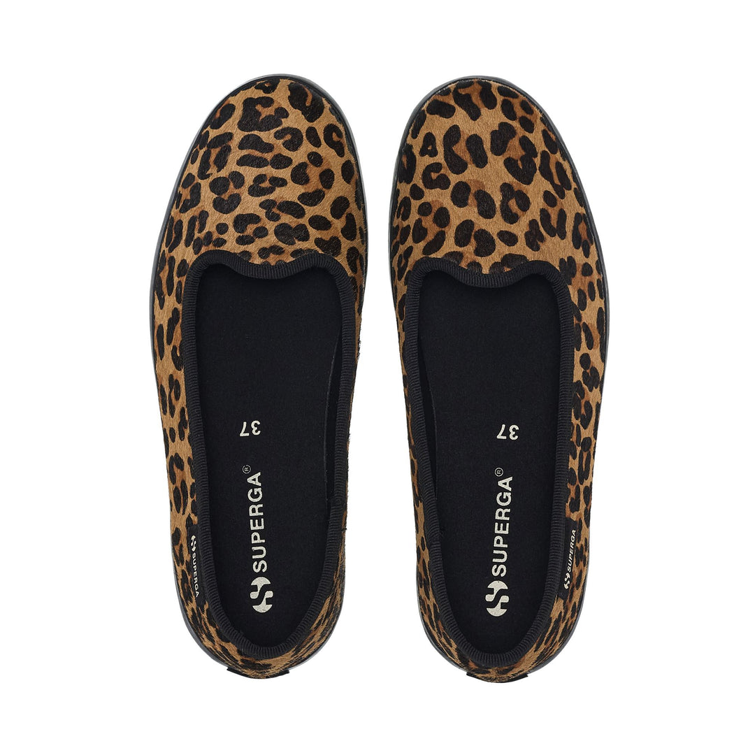 Ballerine da donna con tomaia in cavallino e stampa leopardata main