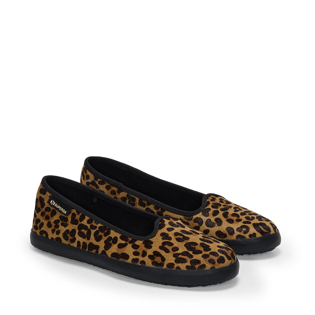 Ballerine da donna con tomaia in cavallino e stampa leopardata main