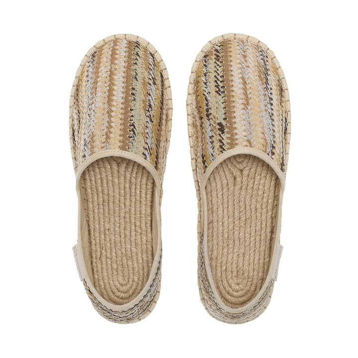 Beige Damen-Espadrilles mit niedrigem Absatz und Obermaterial aus Bast 4