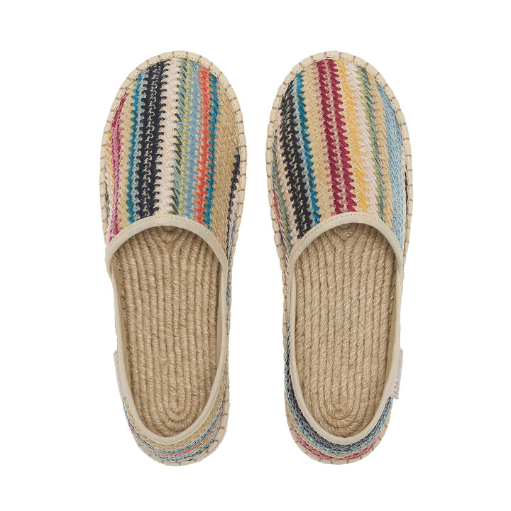 Espadrillas da donna blu con tacco basso e tomaia in rafia 4