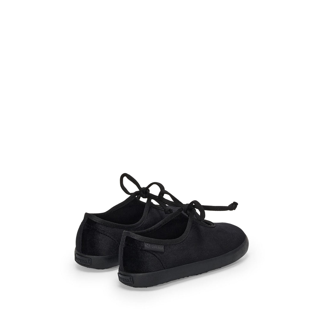 Girl's Black Ballerina Flats with Velvet Upper main