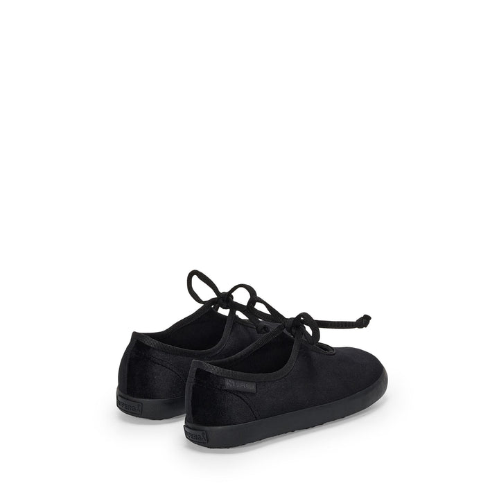 Girl's Black Ballerina Flats with Velvet Upper 3