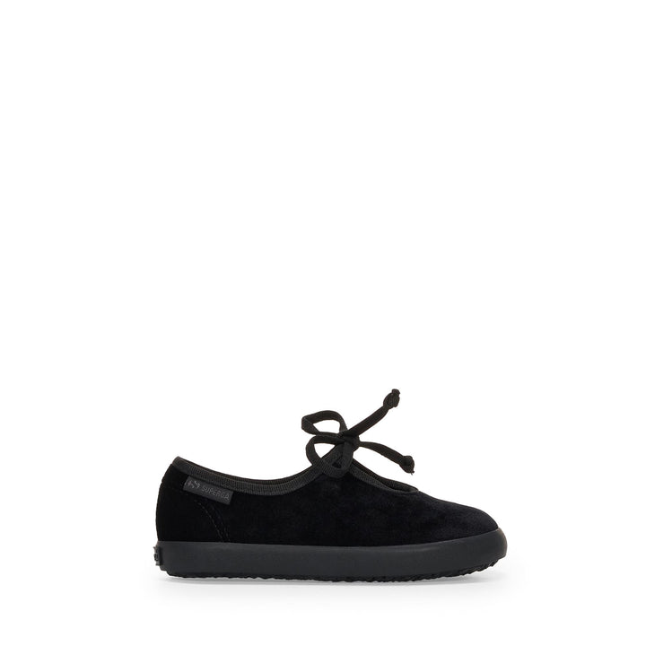 Girl's Black Ballerina Flats with Velvet Upper 1