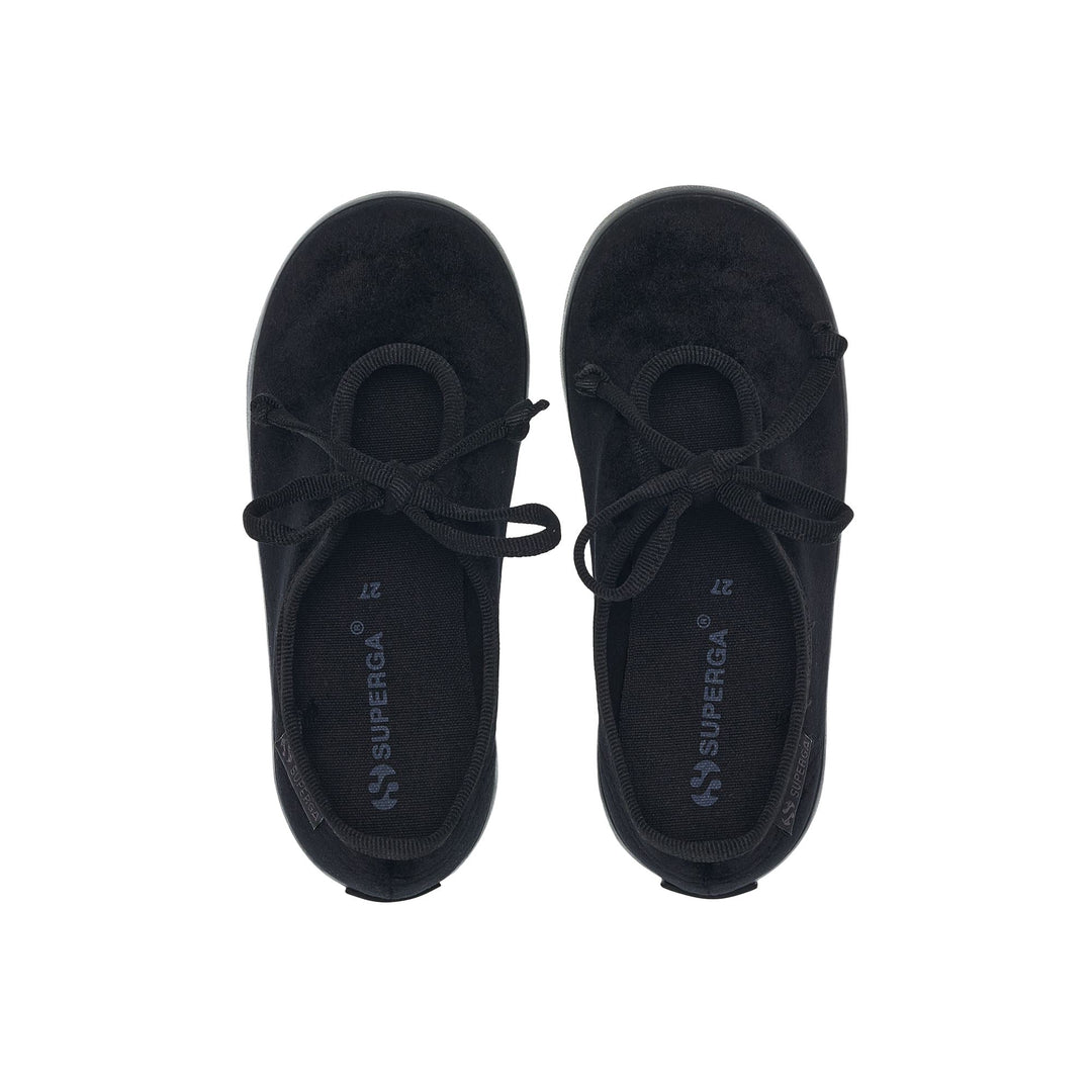 Girl's Black Ballerina Flats with Velvet Upper main