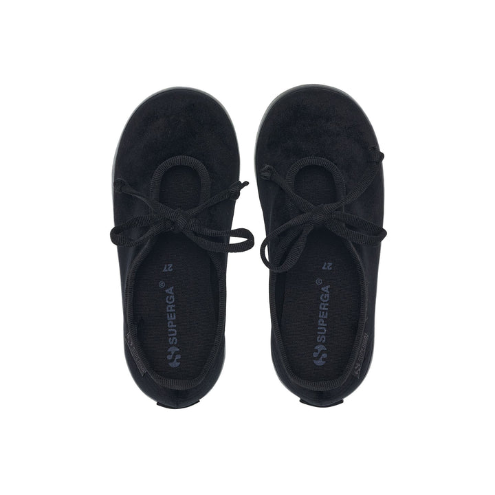 Girl's Black Ballerina Flats with Velvet Upper 4
