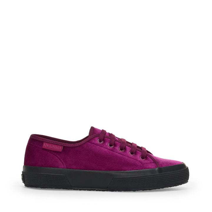Sneakers basse da donna fucsia con tomaia in velluto 1