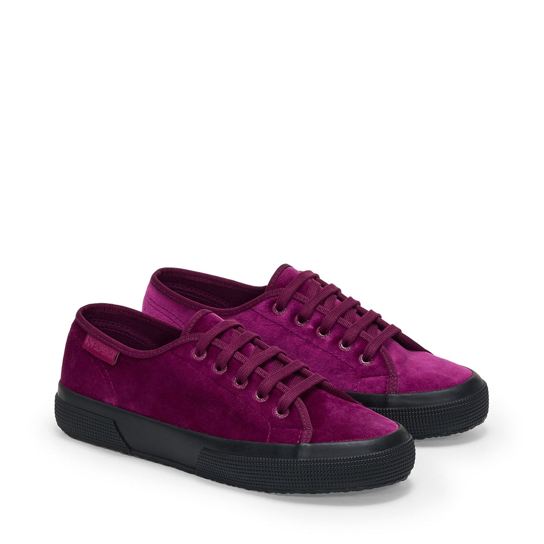 Sneakers basse da donna fucsia con tomaia in velluto main