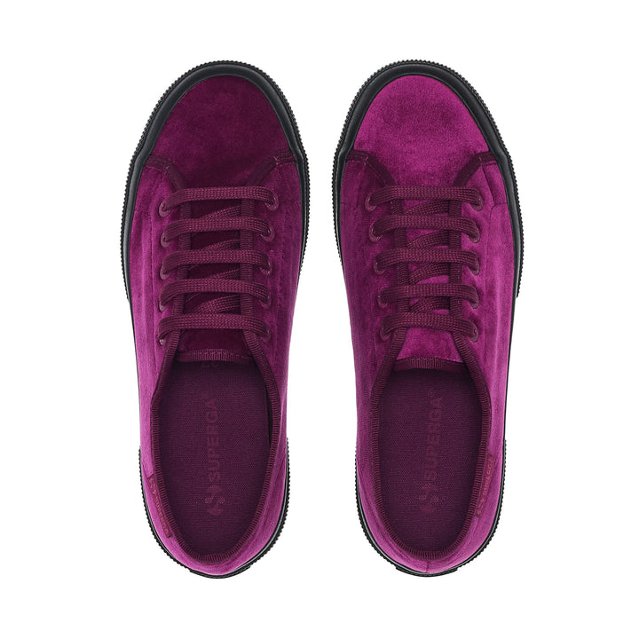 Sneakers basse da donna fucsia con tomaia in velluto 4