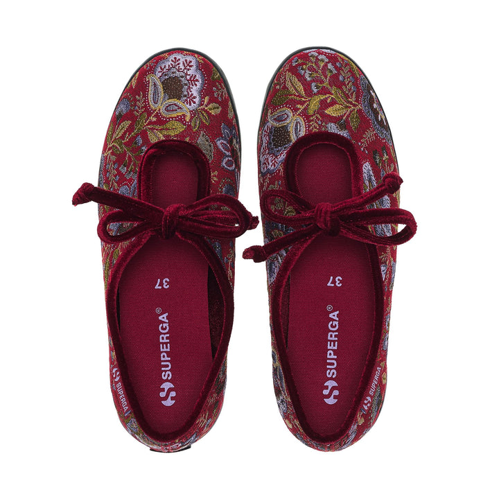 Sneakers Ballerina da donna rosse con tomaia in tessuto jacquard 4