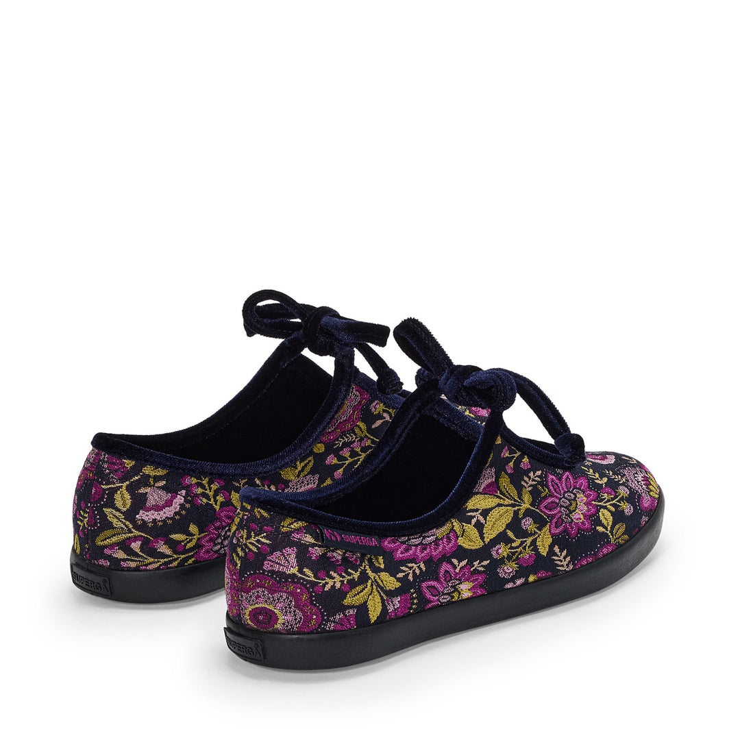 Zapatillas deportivas azules tipo bailarina para mujer con parte superior de tejido jacquard main