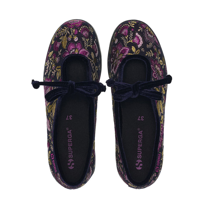 Zapatillas deportivas azules tipo bailarina para mujer con parte superior de tejido jacquard 4