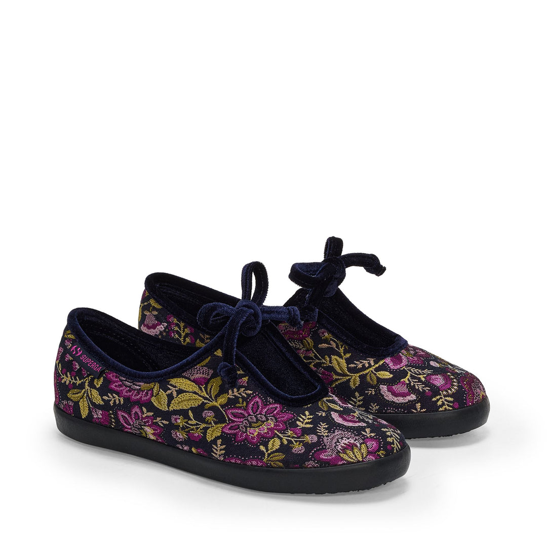 Zapatillas deportivas azules tipo bailarina para mujer con parte superior de tejido jacquard main