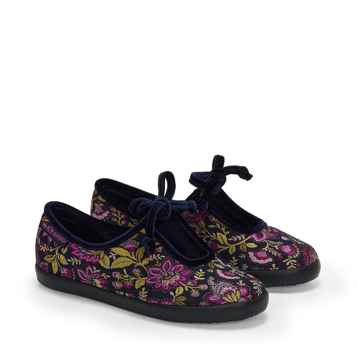 Zapatillas deportivas azules tipo bailarina para mujer con parte superior de tejido jacquard 2