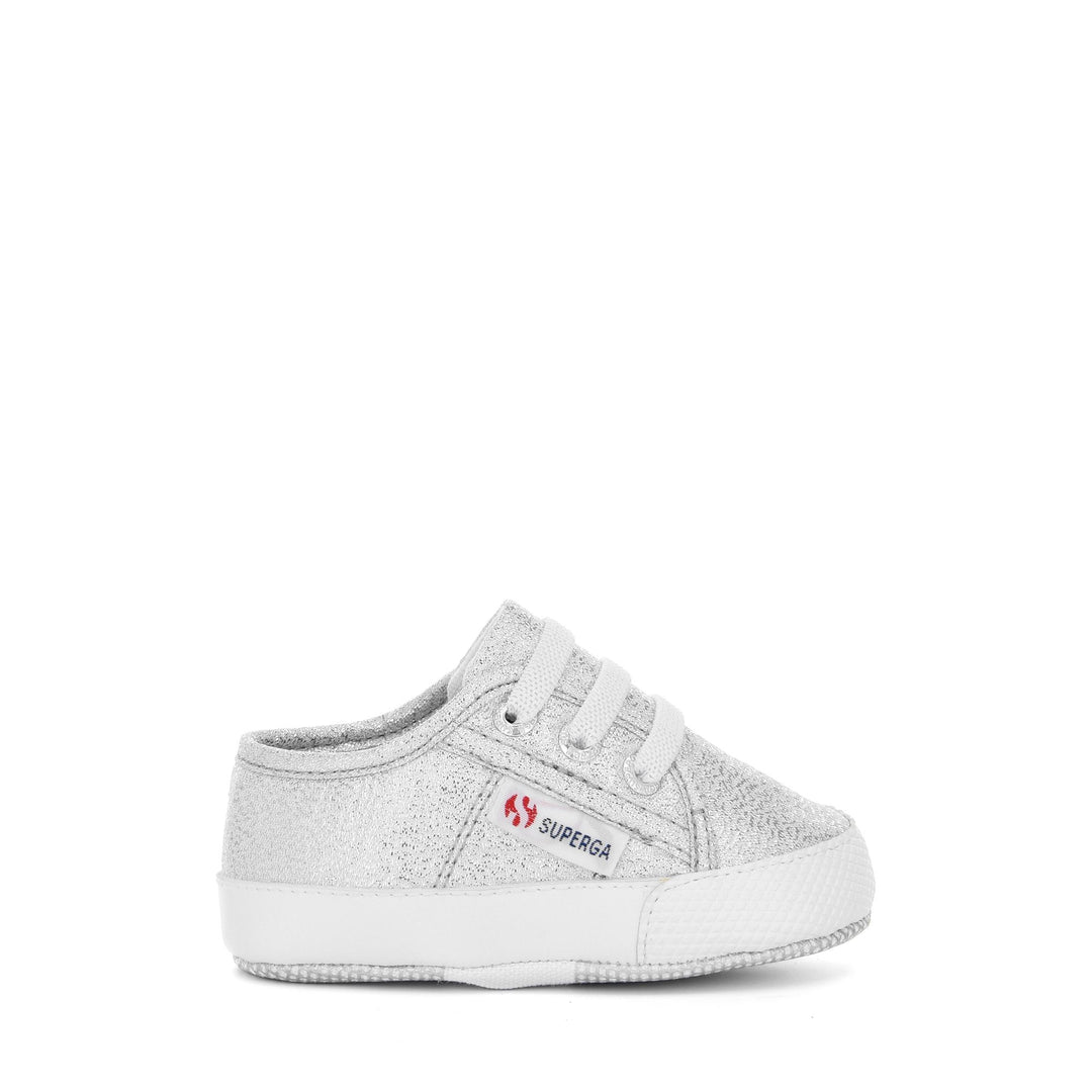 Sneakers basse grigie da bambina con tomaia in cotone 01