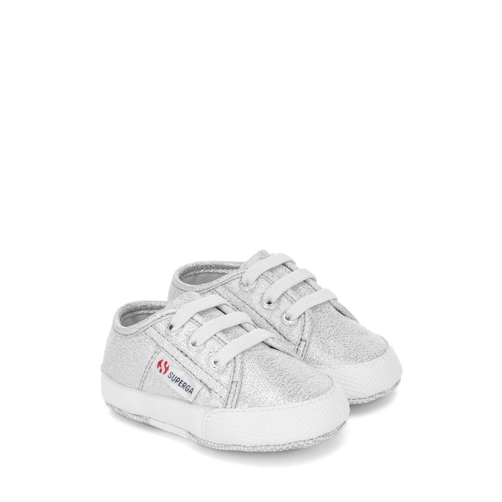 Sneakers basse grigie da bambina con tomaia in cotone 02