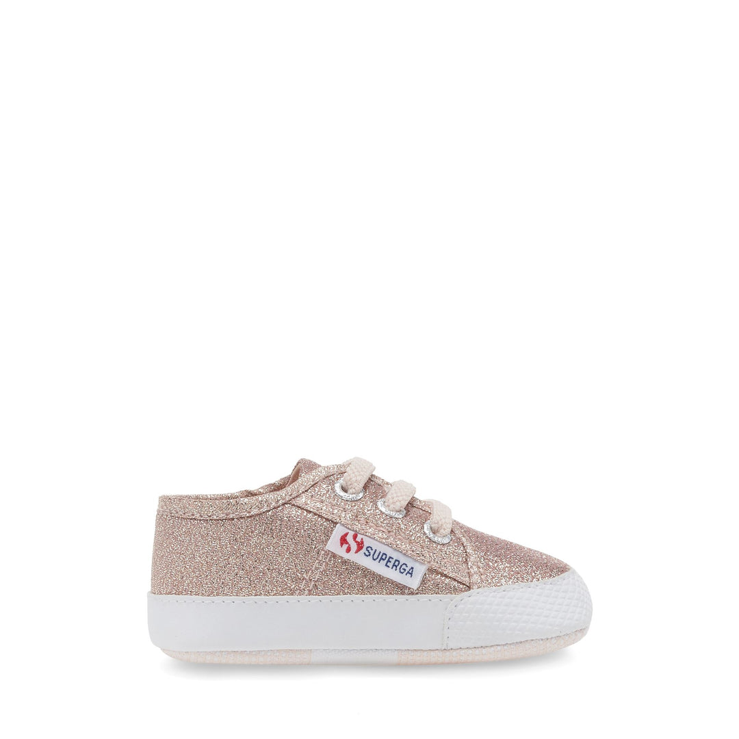 Sneakers basse da bambina con tomaia in cotone e motivo a rose 01