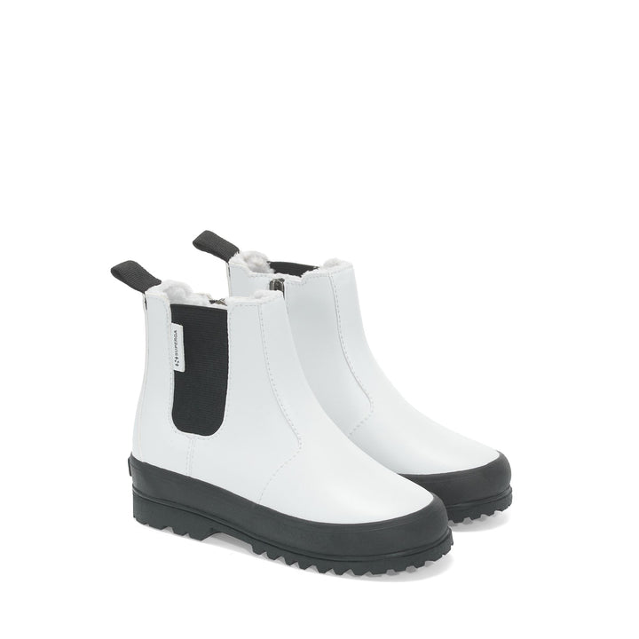 Ankle Boots Girl 2666 KIDS ALPINA VEGAN MATERIAL Zip WHITE Dressed Front (jpg Rgb)	