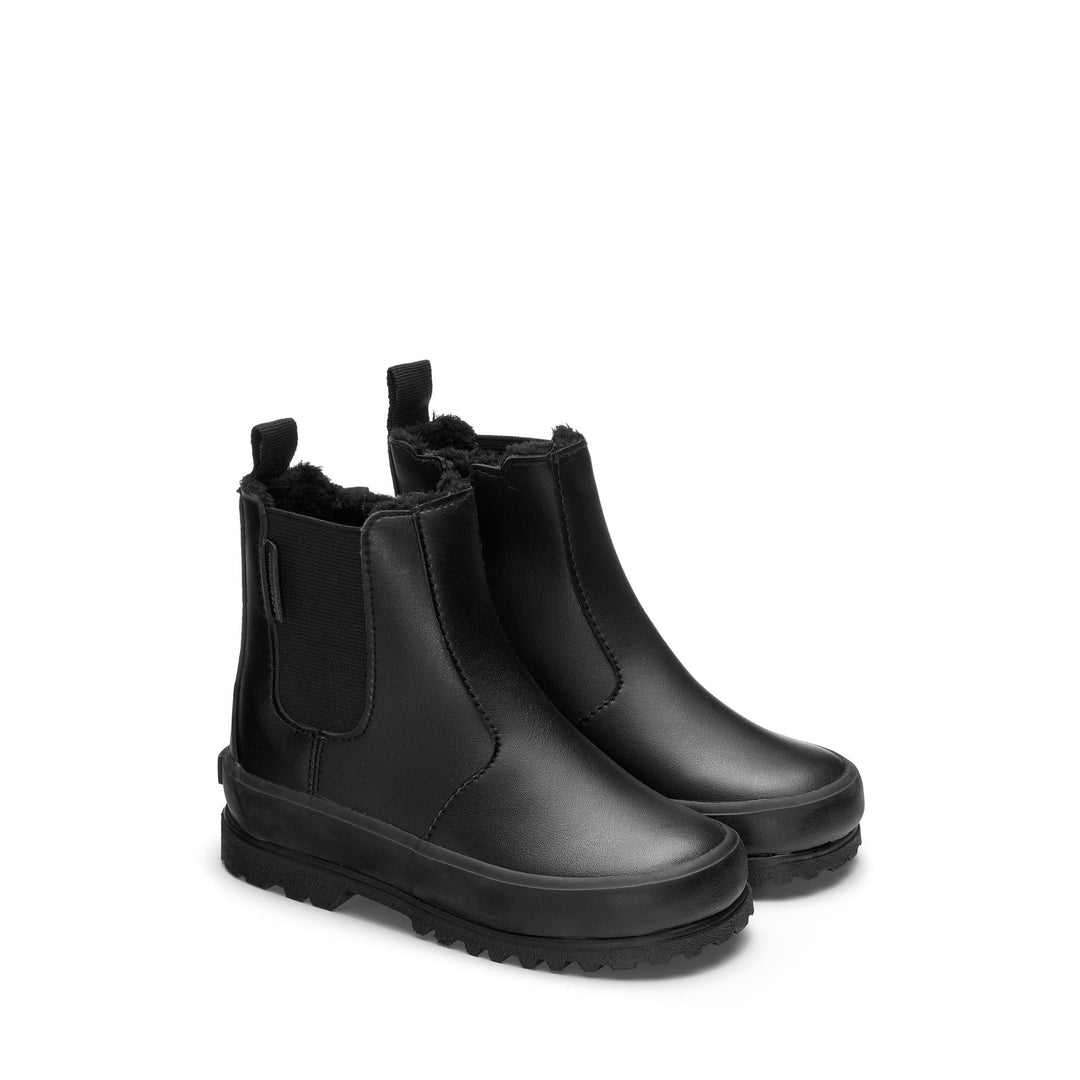 Ankle Boots Girl 2666 KIDS ALPINA VEGAN MATERIAL Zip TOTAL BLACK Dressed Front (jpg Rgb)	