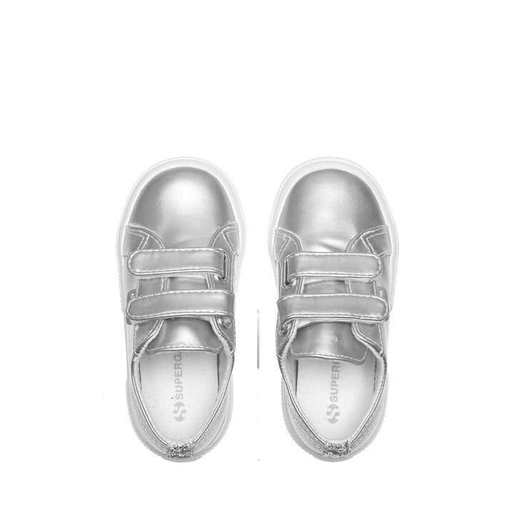 Le Superga Girl 2750 KIDS STRAPS SYNTHETIC MATERIAL Sneaker GREY SILVER Dressed Back (jpg Rgb)		