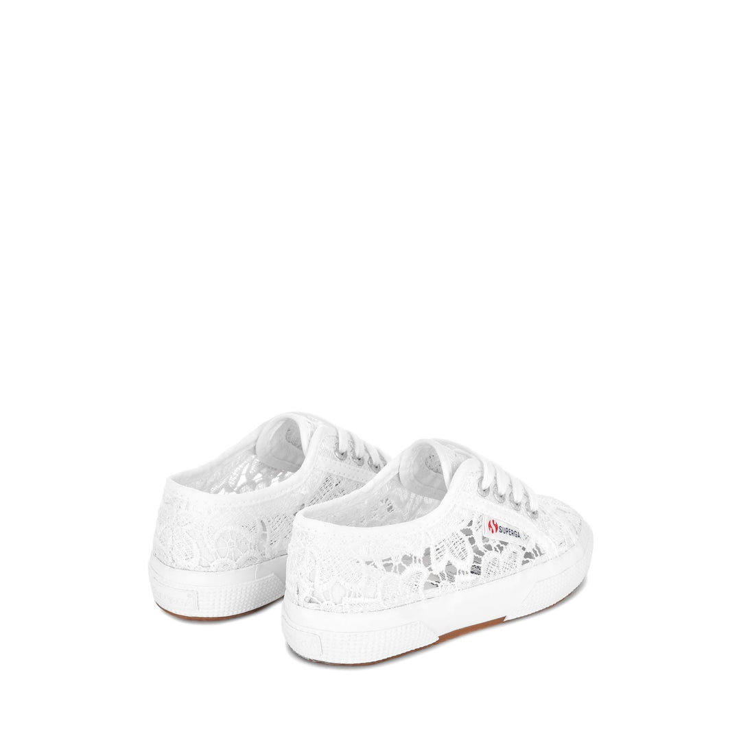 Sneakers bianche da bambina con tomaia in pizzo macramè main