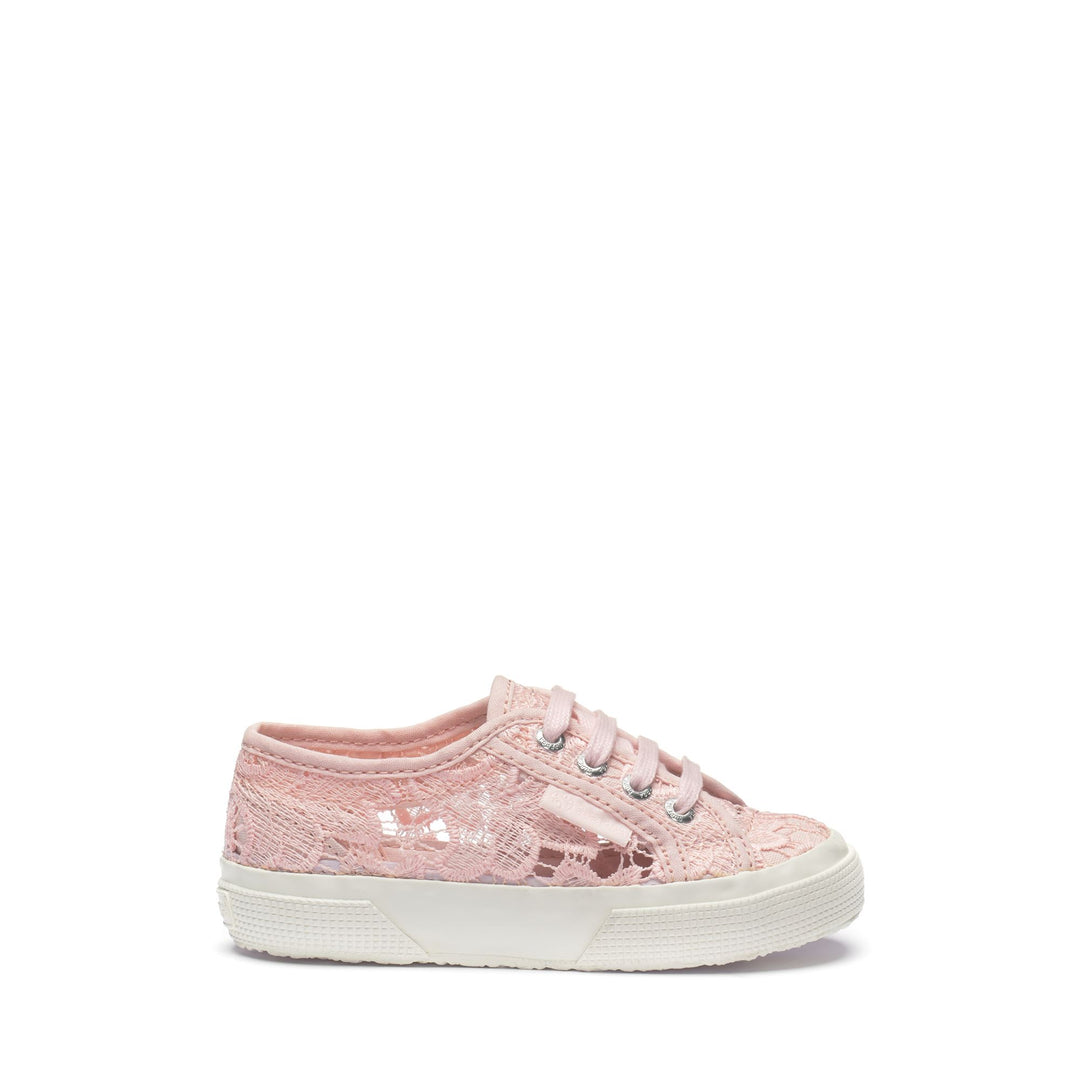 Sneakers rosa da bambina con tomaia in cotone 01