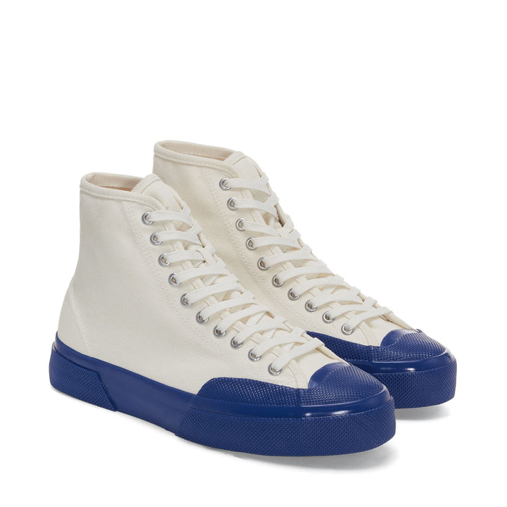 Sneakers Unisex 2433 WORKWEAR Mid Cut OFF WHITE - F BLUE Dressed Front (jpg Rgb)	