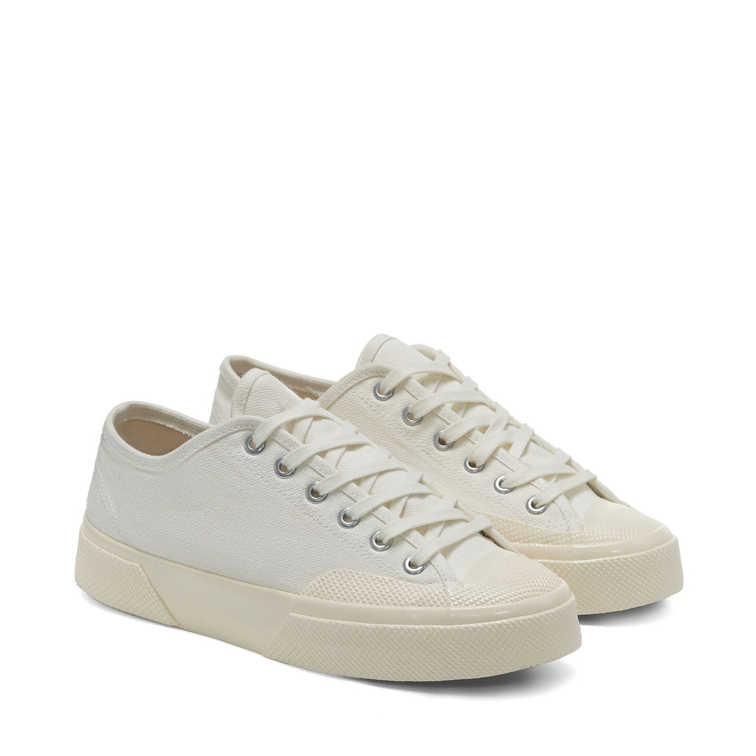 Unisex White Low Cut Sneakers with Cotton Upper main