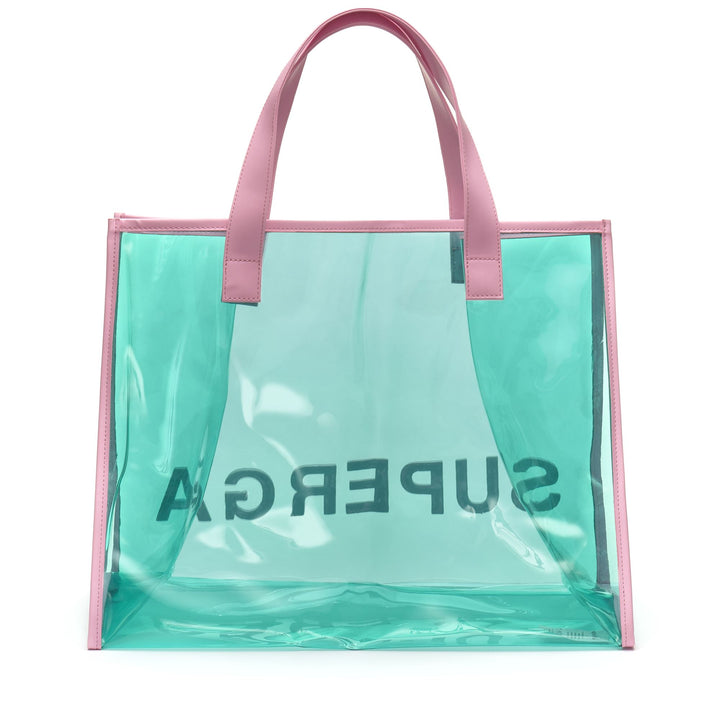 Bags Woman TRANSPARENT SHOPPING BAG Shopping Bag PINK-GREEN WATER Dressed Side (jpg Rgb)		