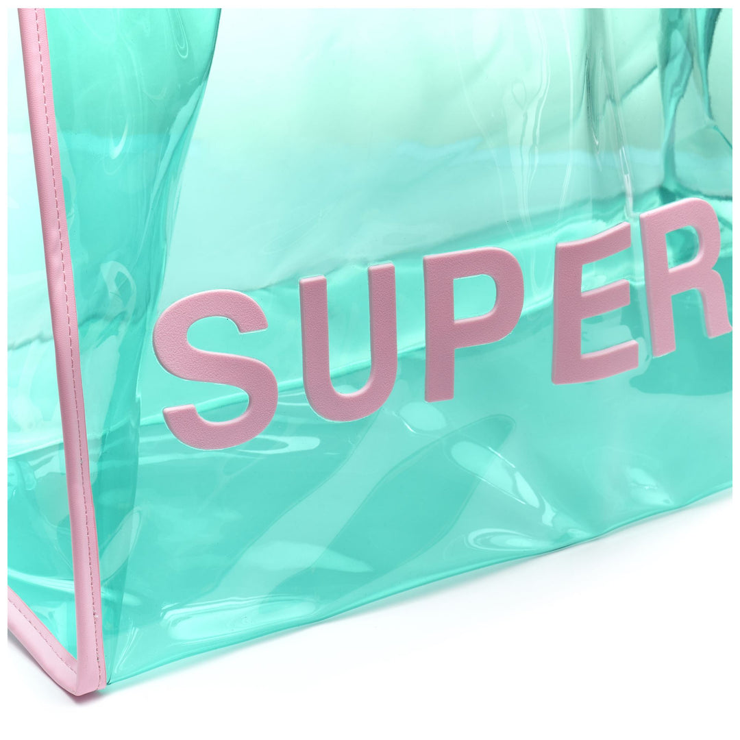 Bags Woman TRANSPARENT SHOPPING BAG Shopping Bag PINK-GREEN WATER Dressed Back (jpg Rgb)		