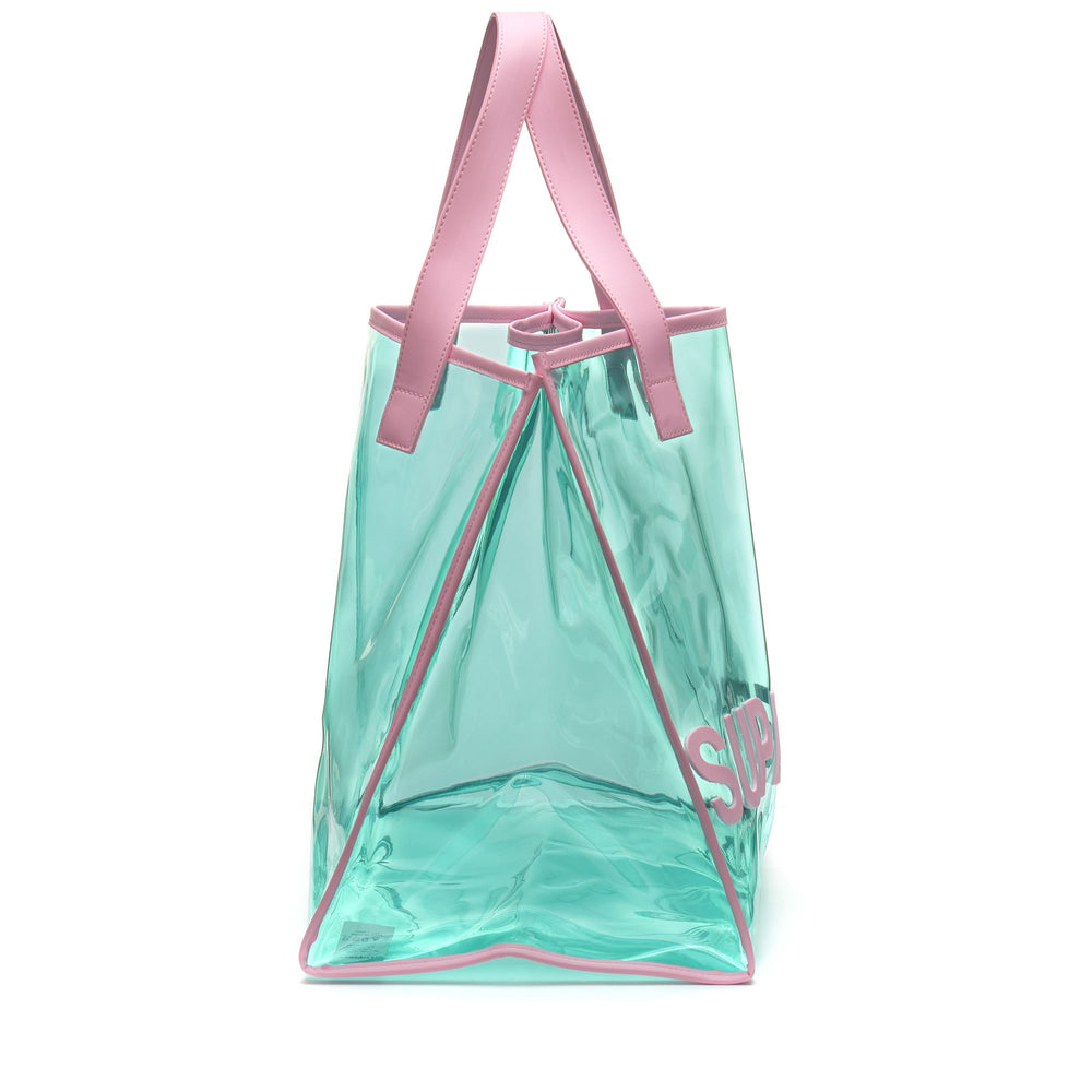 Bags Woman TRANSPARENT SHOPPING BAG Shopping Bag PINK-GREEN WATER Dressed Front (jpg Rgb)	