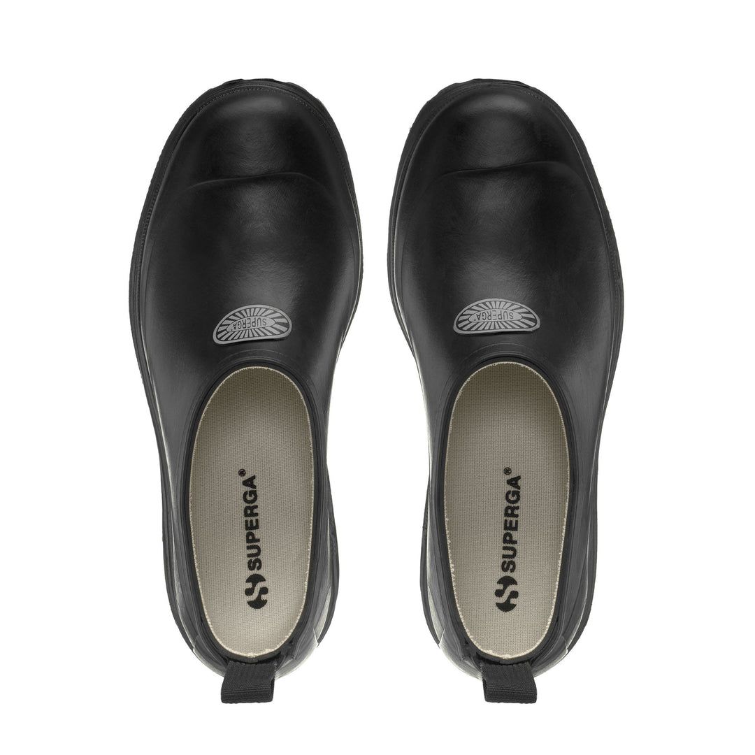 Low Cut Unisex Rubber Black Mules with Cotton Lining main