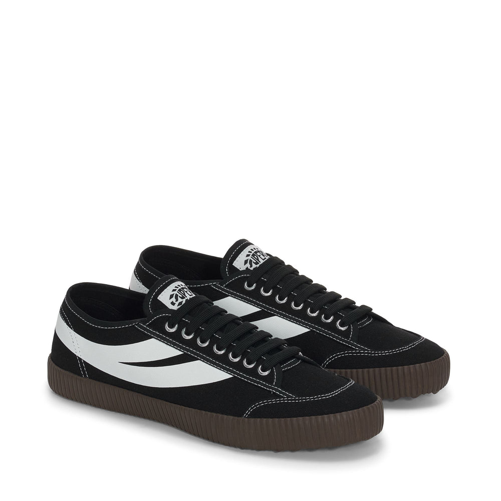 Sneakers basse unisex nere con tomaia in cotone 02