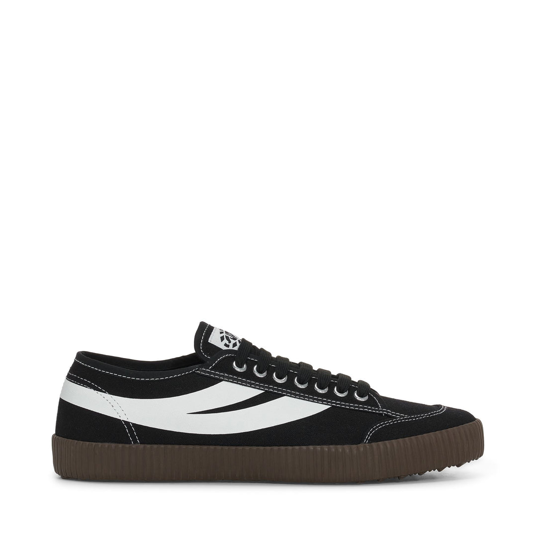 Sneakers basse unisex nere con tomaia in cotone 01