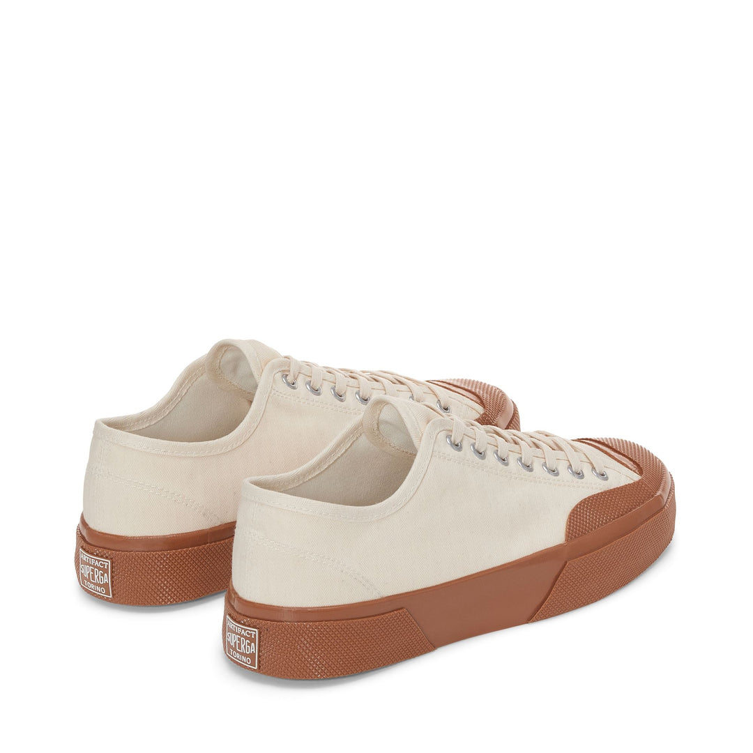 Sneakers Man 2432 TWISTED HERRINGBONE Low Cut OFF WHITE-AMBER BROWN Dressed Side (jpg Rgb)		