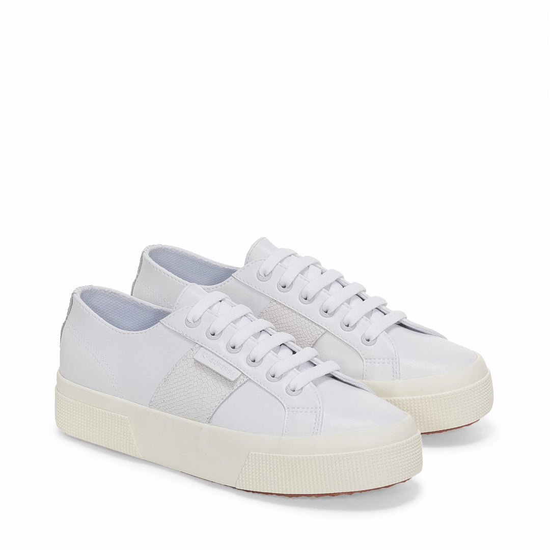 Sneakers bianche con plateau da donna e tomaia sintetica main