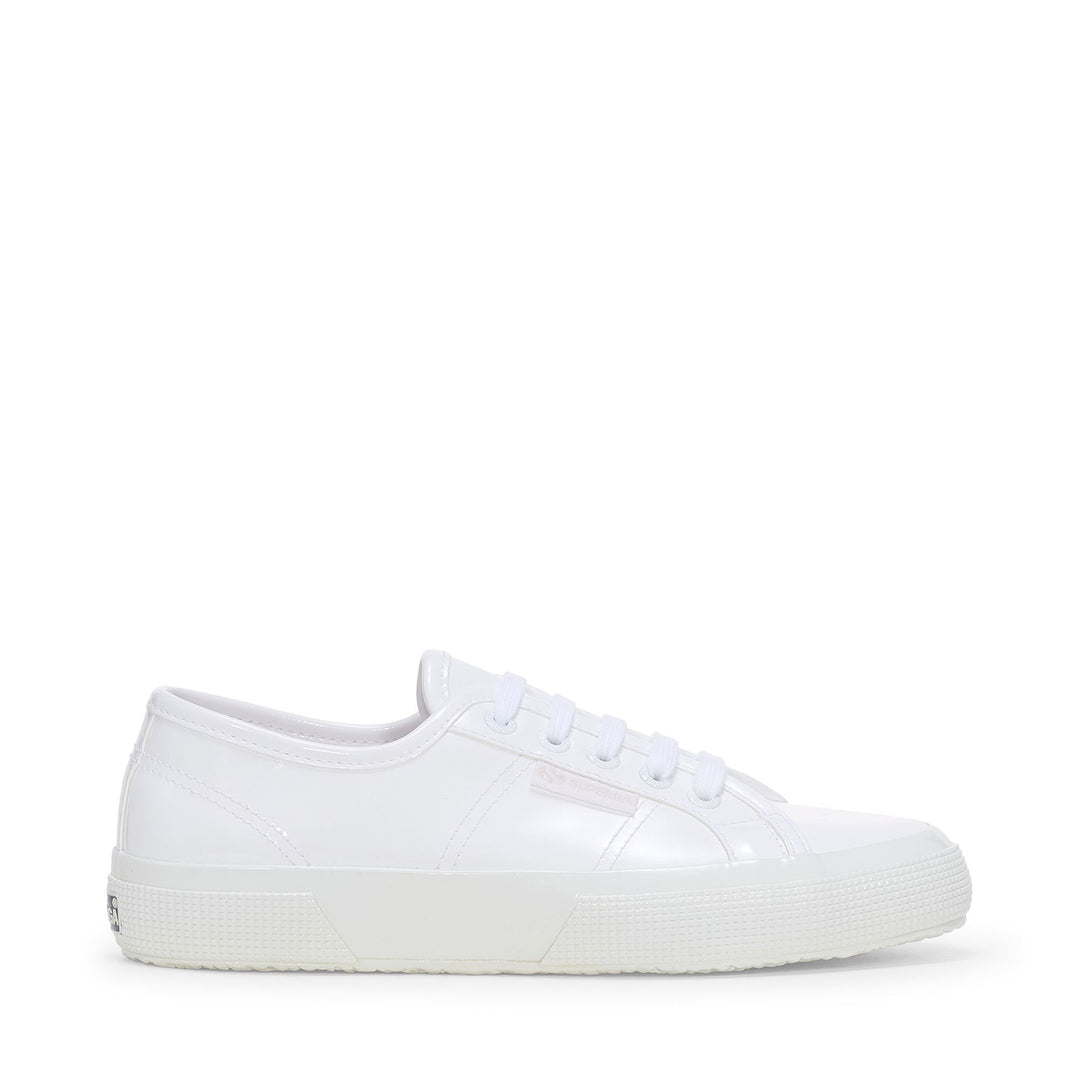 Sneakers basse bianche da donna con tomaia in cotone 01