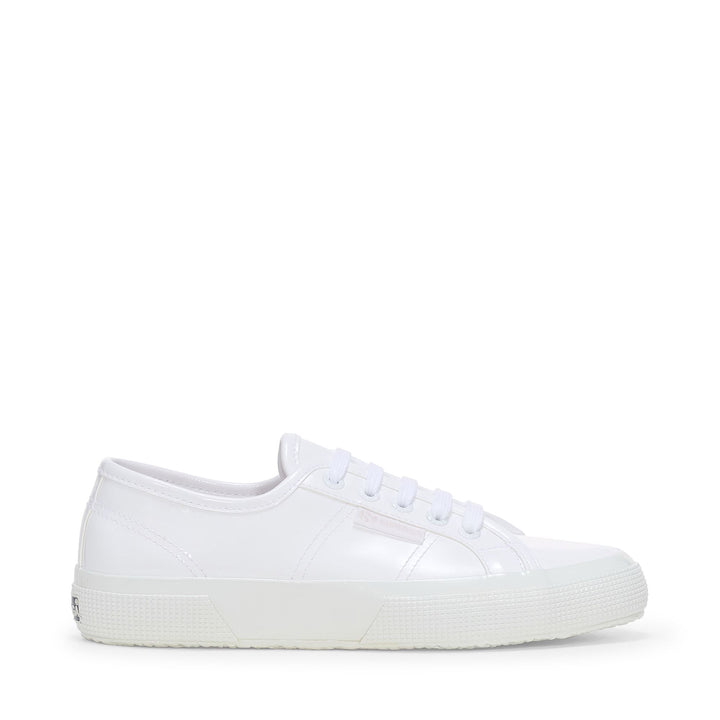 Niedrig geschnittene weiße Damen-Sneaker mit Obermaterial aus Baumwolle 1