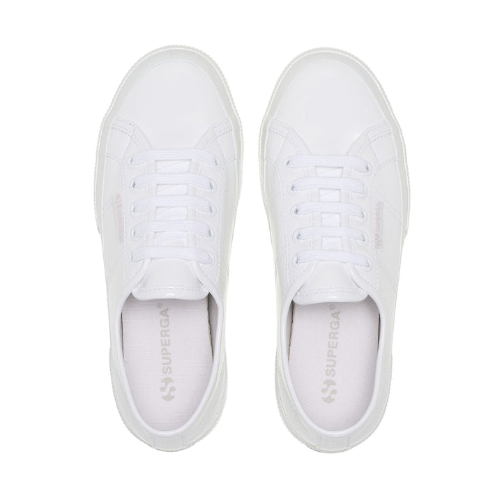 Niedrig geschnittene weiße Damen-Sneaker mit Obermaterial aus Baumwolle 4