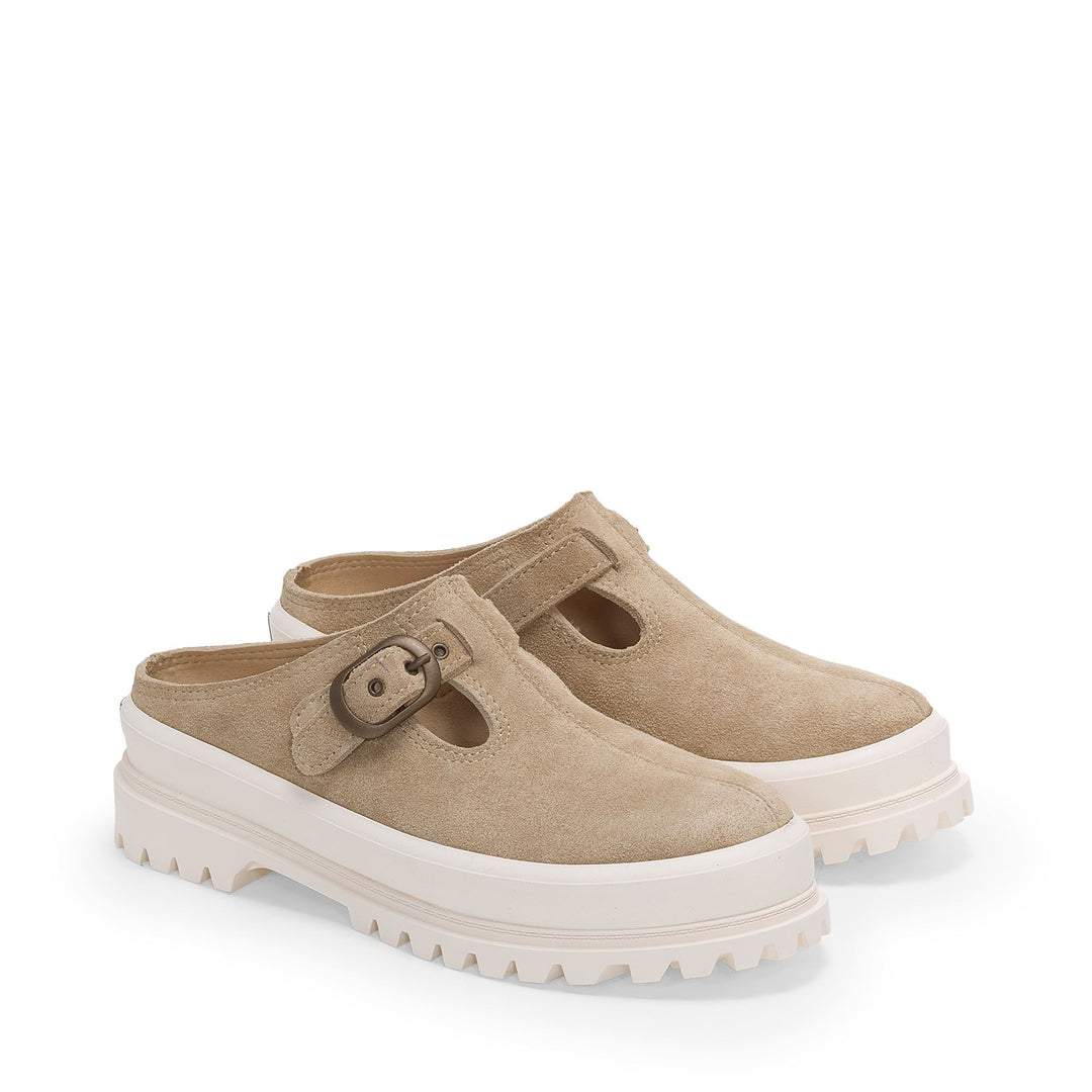 3502 ALPINA MULE FLESH OUT SUEDE - Le Superga - Sabot à talon bas - Femme - Beige Fog-OffWhite main