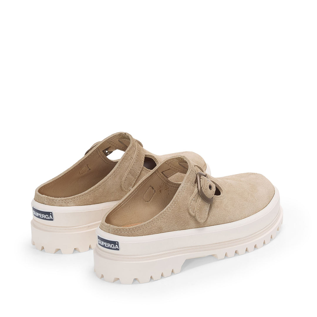 3502 ALPINA MULE FLESH OUT SUEDE - Le Superga - Sabot à talon bas - Femme - Beige Fog-OffWhite main