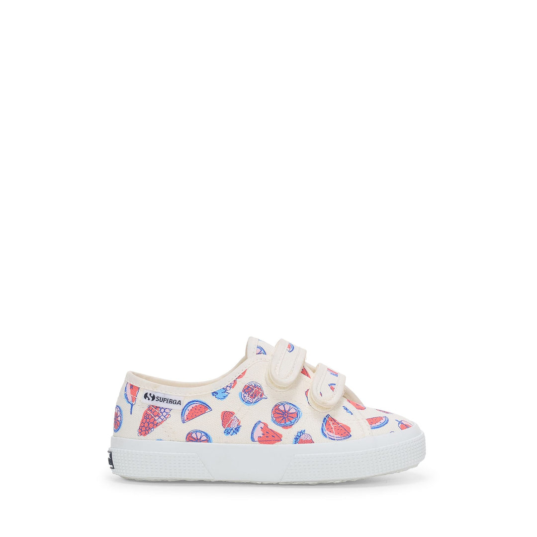 Sneakers basse per bambini bianche con tomaia in cotone 01